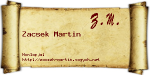 Zacsek Martin névjegykártya